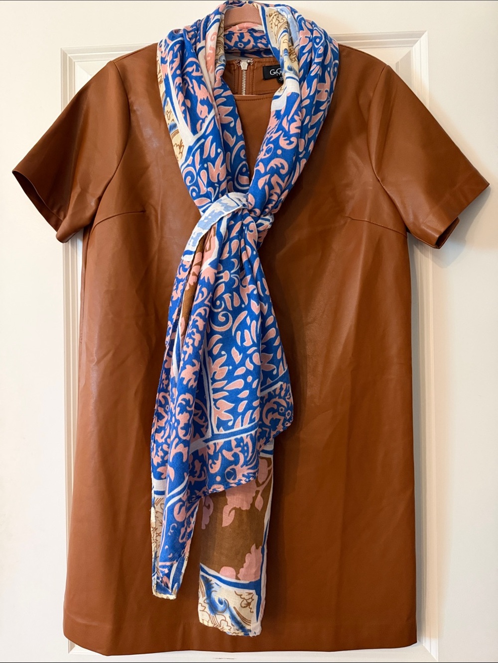 Brown Leather Like,  GiGio stylish fall women’s  Dress size med beautiful on